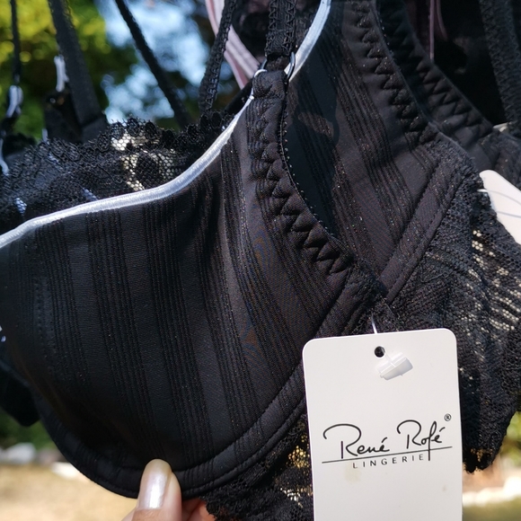 Rene Rofe Lace Trim Black Bra - Picture 7 of 12